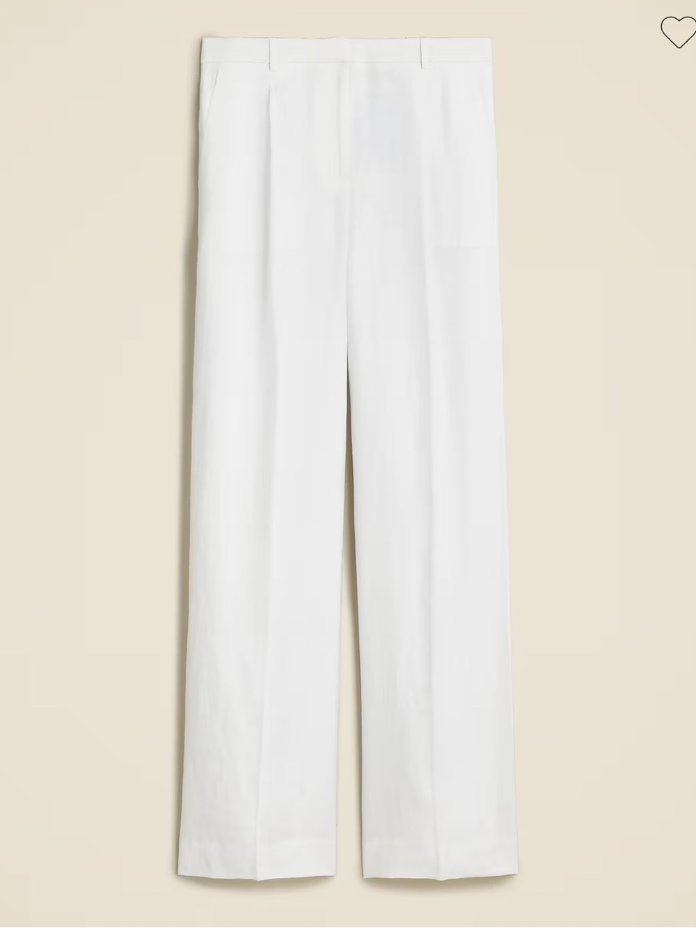 J. Crew Essential Wide Leg Linen White Pant 8